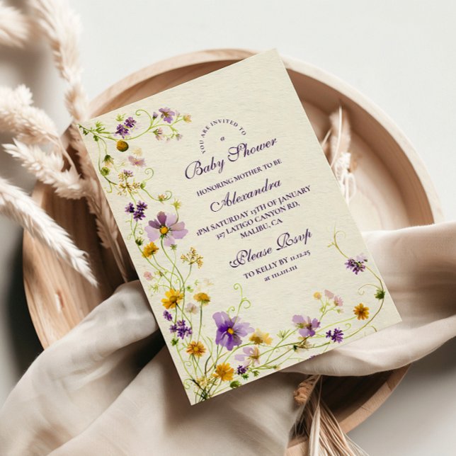 Convite Chá de fraldas do Jardim de Flores Selvagens (Criador carregado)
