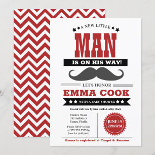 Convite Chá de fraldas do Little Man Mustache Bash Boy