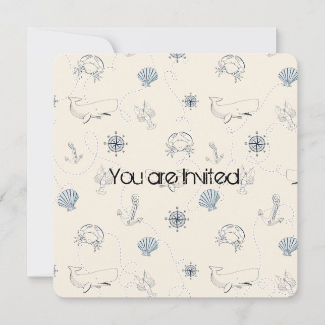 Convite Chá de fraldas do mar náutico (Frente)