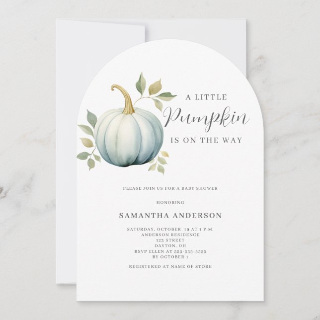 Convite Chá de fraldas do Menino da Abóbora Azul (Frente)