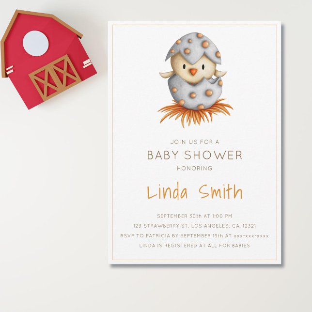 Convite Chá de fraldas do Ninho do Pássaro (Minimalist gender neutral bird baby shower invitation)
