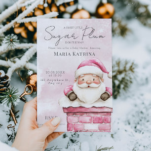 Convite Chá de fraldas do Papai Noel Rosa de Natal