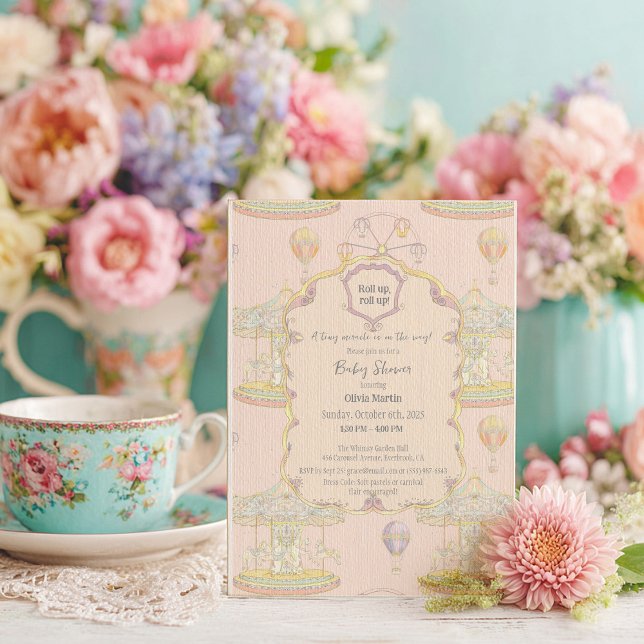 Convite Chá de fraldas do Parque de Amusement de Fairytale (Criador carregado)