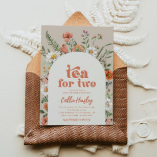 Convite Chá de fraldas do Partido Tea de Flor Selvagem