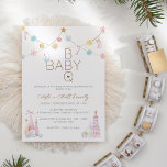 Convite Chá de fraldas do Pastel Winter Wonderland CHURRAS<br><div class="desc">Este design de Chá de fraldas da Pastel Winter Wonderland Invitation é um adorável conto de fadas de açúcar pastel, com um fundo branco minimalista limpo para textos em preto e ouro marrom com roteiro manuscrito, criando um estilo moderno simples e neutro. Este arranjo clássico é adoçadamente embelezado com alegres...</div>