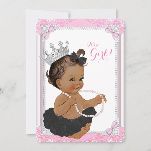 Convite Chá de fraldas do Pearl Negro da Princesa Negra Tu (Frente)