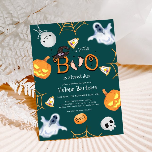 Convite Chá de fraldas do Pequeno Boo Halloween (Halloween Little Boo Baby Shower Invitation)