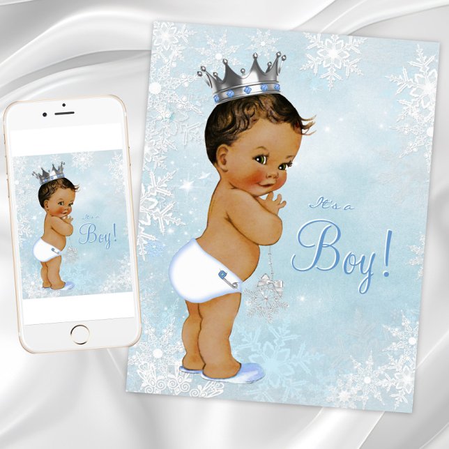 Convite Chá de fraldas do Príncipe Winter Wonderland (Boy winter wonderland baby shower invitation. Instant download and printed invitations available.)