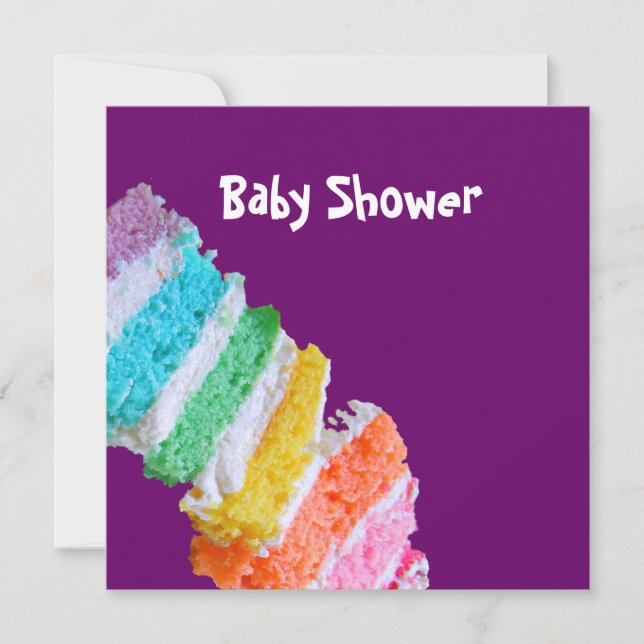 Convite Chá de fraldas do Rainbow Cake (Frente)