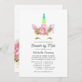 Convite Chá de fraldas do Rainbow Unicorn por Mail