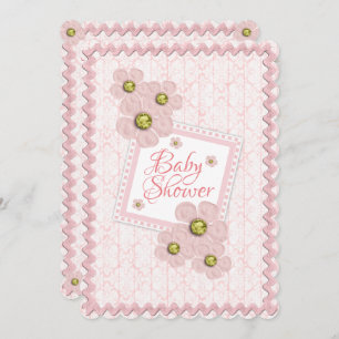Convite Chá de fraldas do Rick do Rack do Damasco Rosa Ros
