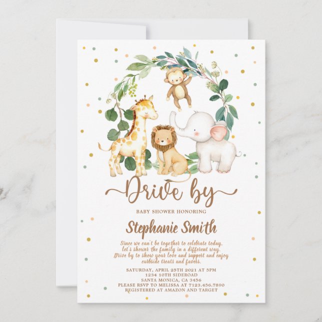 Convite Chá de fraldas Do Safari Jungle Boy (Frente)