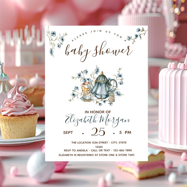 Convite Chá de fraldas do Tea Party (Criador carregado)