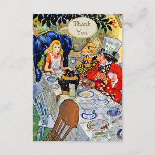 Convite Chá de fraldas do Tea Party de Mad Hatter Obrigad