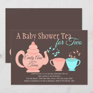 Convite Chá de fraldas do tea party dos gêmeos
