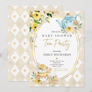 Convite Chá de fraldas do Tea Party Gênero Criador Neutro 