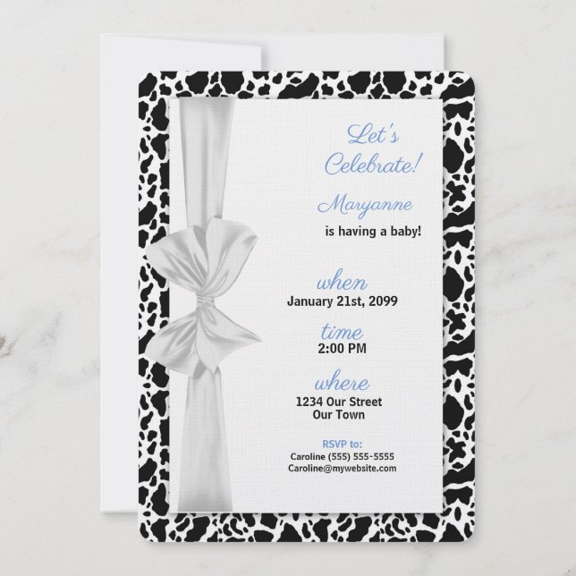 Convite Chá de fraldas do Tema do Cowboy Ocidental Azul (Verso)