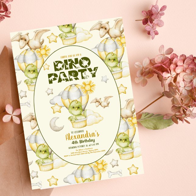 Convite Chá de fraldas do Tema do Dinossauro (Criador carregado)