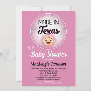 Convite Chá de fraldas do Texas Engraçado Meninas Rosa C