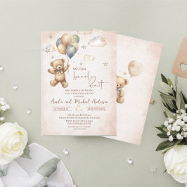 Convite Chá de fraldas do Ursinho do Urso de Aquarela Eleg