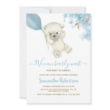 Chá de fraldas do ursinho Polar Bear Blue Balloon 