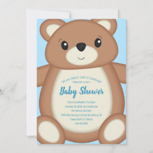 Convite Chá de fraldas do Urso Azul - Estilo 1