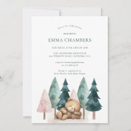 Convite Chá de fraldas do Urso de Boho Teddy