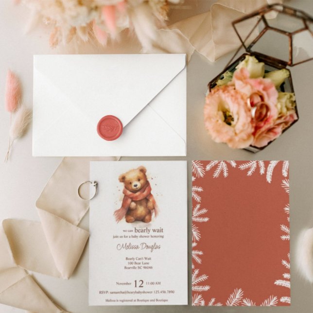 Convite Chá de fraldas do Urso de Espera da Linhagem de Co (Criador carregado)