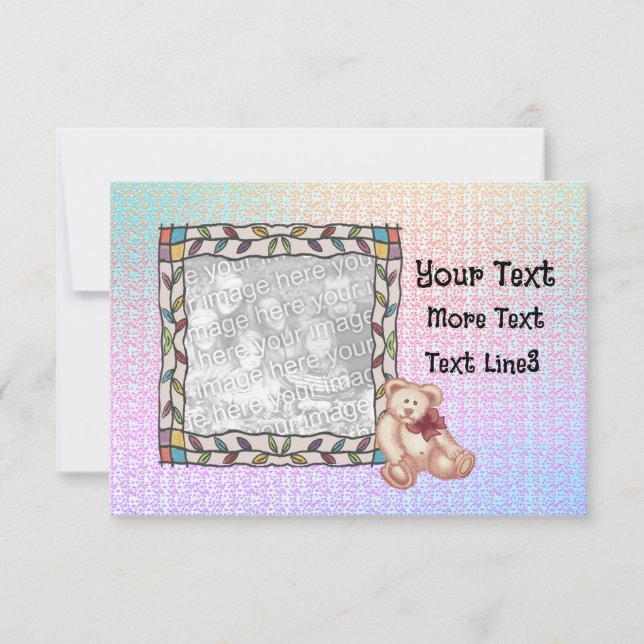 Convite Chá de fraldas do Urso de Teddy (Frente)