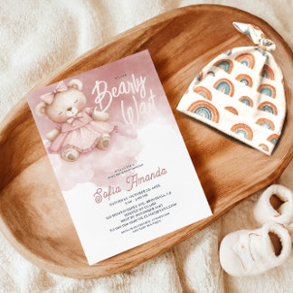 Convite Chá de fraldas do Urso de Teddy Pia de Espera Bril