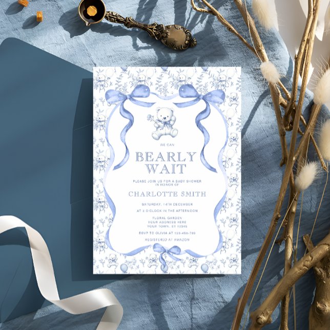 Convite Chá de fraldas do Urso de Teddy Toile (Criador carregado)