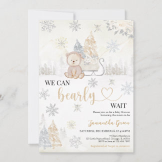 Convite Chá de fraldas do Urso Dourado