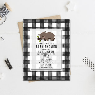 Convite Chá de fraldas do Urso Gingham Sonolento