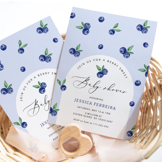 Convite Chá de fraldas doce de Berry de Blueberry (Criador carregado)