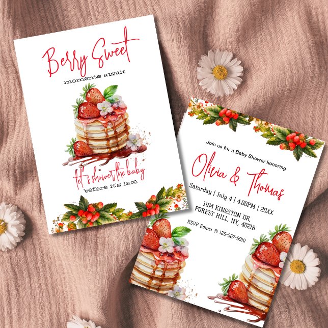 Convite Chá de fraldas doce de morango de morango (Criador carregado)