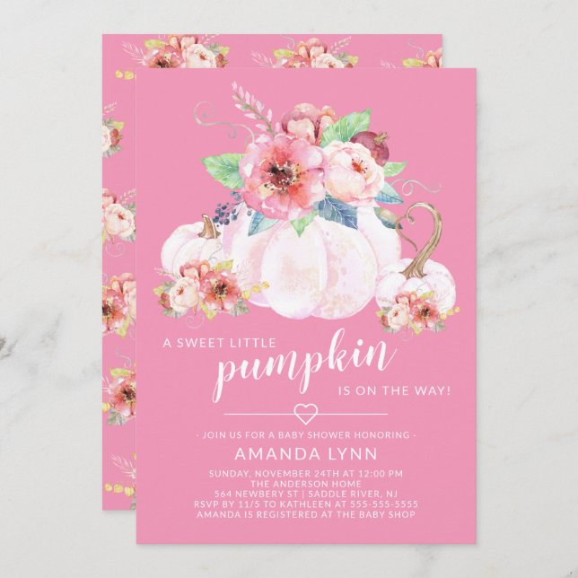 Convite Chá de fraldas Doce Meninas de Abóbora (Frente/Verso)