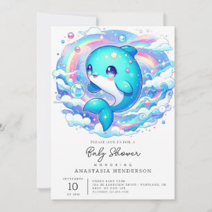 Convite Chá de fraldas Dolphin Adorable