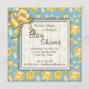 Convite Chá de fraldas dos animais selvagens do girafa do