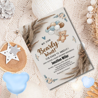 Convite Chá de fraldas dos Balões do Urso de Teddy