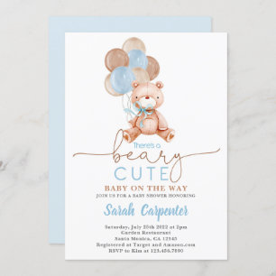 Convite Chá de fraldas dos Balões do Urso de Teddy