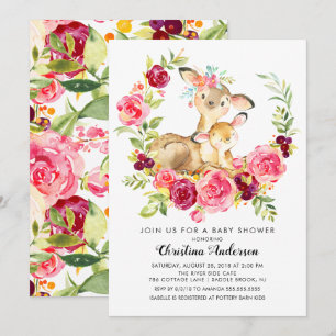 Convite Chá de fraldas dos cervos da mamã & do bebê