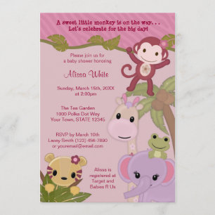 Convite Chá de fraldas dos Filhotes da Selva Doce