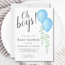 Chá de fraldas dos gêmeos Casais do Balão Azul