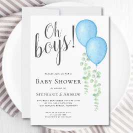 Convite Chá de fraldas dos gêmeos Casais do Balão Azul