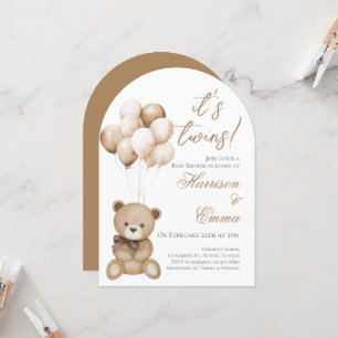 Convite Chá de fraldas dos Gêmeos do Urso de Teddy