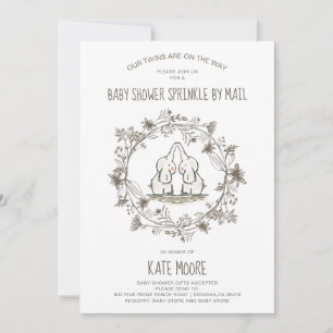 Convite Chá de fraldas dos gêmeos dos elefantes brancos 