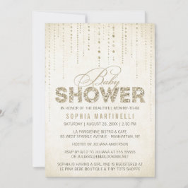 Convite Chá de fraldas Dourado antigo