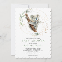 Convite Chá de fraldas Dourado Cinto Aquarela Koala Greene