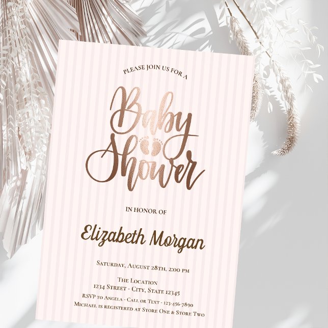 Convite Chá de fraldas Dourado com Rosa único (Criador carregado)