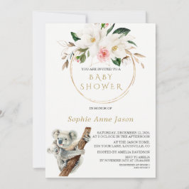 Convite Chá de fraldas Dourado da Magnolia Branca Koala